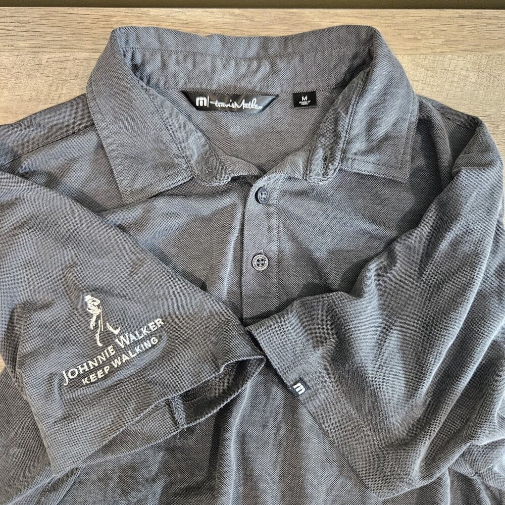 Travis Mathew Men M Gray Golf Polo Pima Cotton Blend Short Sleeve Embroidered JW